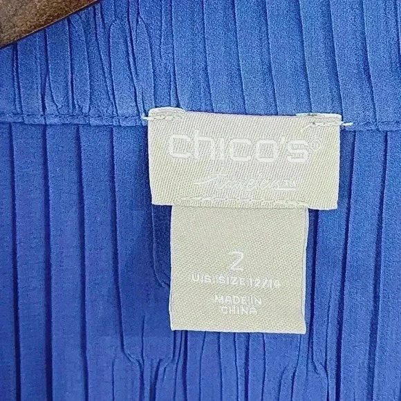 Chico's Women's Utility Jacket Size 2/ 12 Full Zip Textured Blue 7072 - Picture 6 of 8